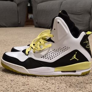 Jordan Black and Yellow Athletic Shoes